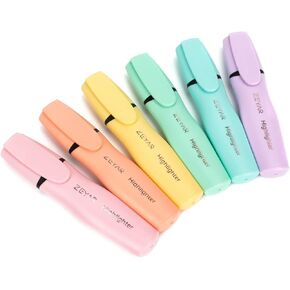 ZEYAR Aesthetic Highlighter Pen, Chisel Tip Marker Pen, AP Certified, Assorted Colors, Water Based, Quick Dry, Cute Highlighters, Patented Product (6 Candy Colors)