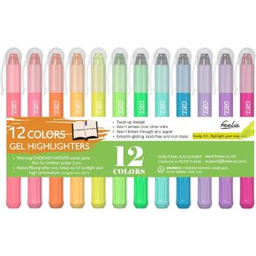 feela 12 Colors Bible Gel Highlighters, Gel Highlighter Markers Study Kit, Good For Highlighting Journal School Office