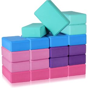 20 Pcs Yoga Blocks 9''x6''x3'' High Density EVA Foam Bricks Yoga Foam Exercise Blocks Improve Strength Balance and Flexibility, Light Weight and Non-Slip Surface for Pilates Meditation in Kuwait