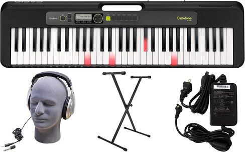 كاسيو، لوحة مفاتيح محمولة ذات 61 مفتاحًا مع USB (LK-S250) وRockJam Xfinity شديدة التحمل، مزدوجة X، مجمعة مسبقًا، حامل لوحة مفاتيح بيانو قابل للتعديل بشكل لا نهائي مع أشرطة قفل in Saudi Arabia