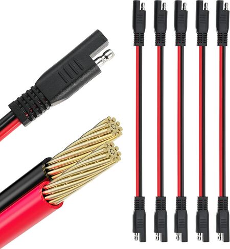 Gopayia 12 AWG SAE to SAE Extension Cable 12 Gauge 2-Pin SAE Connector Extension Cord with Dual Head Plug for Solar Panel Automotive Car Motorcycle 12in in Saudi Arabia