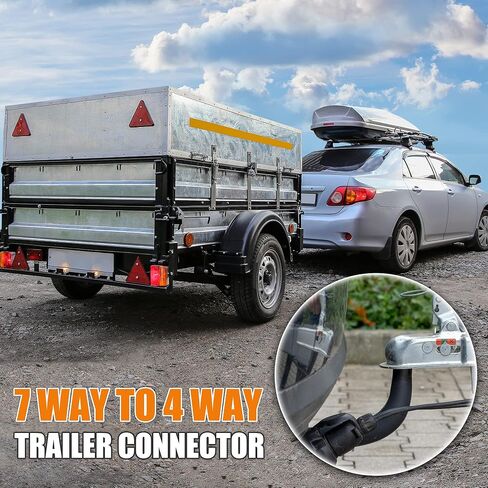 X AUTOHAUX 4.5ft 7 Way Round to 4 Way Pin Flat Trailer Coiled Wiring Harness Connector Adapter Plug in Saudi Arabia
