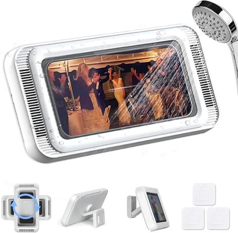 FANDENINI Shower Phone Holder Waterproof Anti Fog Touch Sensitive Shower Phone Case for Mirror Wall and Bathtub Wall Mounting Between Bathrooms Compatible with 4" - 7" Cell Phones in Saudi Arabia