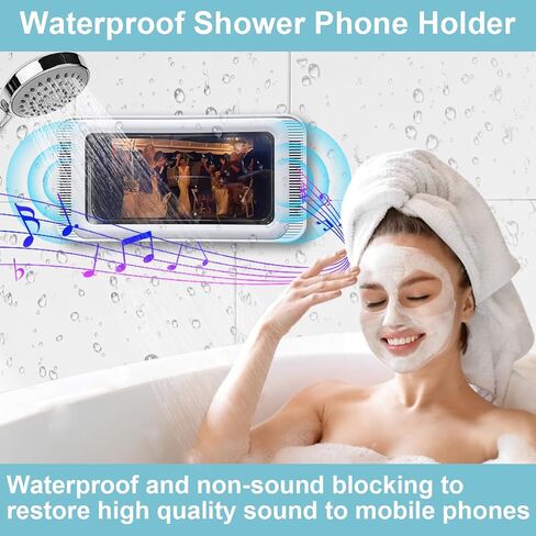 FANDENINI Shower Phone Holder Waterproof Anti Fog Touch Sensitive Shower Phone Case for Mirror Wall and Bathtub Wall Mounting Between Bathrooms Compatible with 4" - 7" Cell Phones in Saudi Arabia
