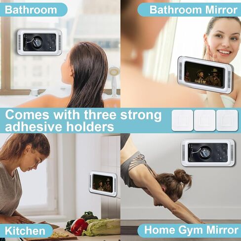 FANDENINI Shower Phone Holder Waterproof Anti Fog Touch Sensitive Shower Phone Case for Mirror Wall and Bathtub Wall Mounting Between Bathrooms Compatible with 4" - 7" Cell Phones in Saudi Arabia