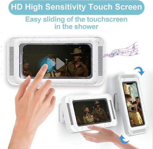FANDENINI Shower Phone Holder Waterproof Anti Fog Touch Sensitive Shower Phone Case for Mirror Wall and Bathtub Wall Mounting Between Bathrooms Compatible with 4" - 7" Cell Phones in Saudi Arabia