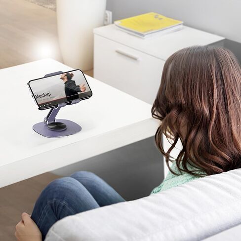 حامل هاتف خلوي مزدوج قابل للطي، حامل هاتف فولاذي للمكتب، حامل هاتف قابل للطي بالكامل ملحقات مكتب المكتب دوران 360 درجة متوافق مع جميع الهواتف المحمولة، iPhone، Switch، iPad in Kuwait