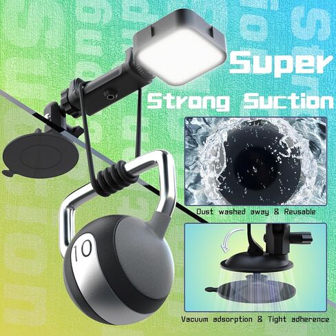 HzTinT Suction Cup Phone Mount with Rechargeable Light, Mirror Phone Holder with Light Shower Bathroom Kitchen, Mirror Tripod for TikTok YouTube Instagram Make Up Pics Video Content Creator in Saudi Arabia