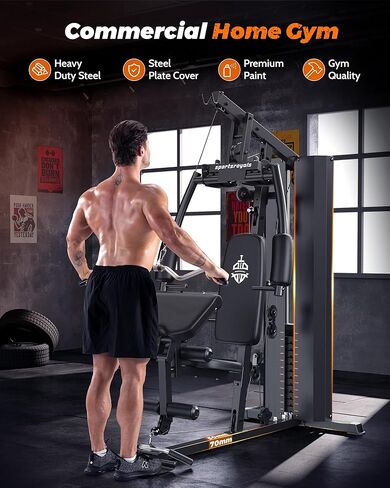 Sportsroyals Home Gym، معدات رياضية منزلية متعددة الوظائف مع كومة وزن 154 رطل، معدات تمرين لتمرين الجسم بالكامل مع نظام البكرة in Kuwait