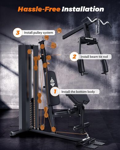 Sportsroyals Home Gym، معدات رياضية منزلية متعددة الوظائف مع كومة وزن 154 رطل، معدات تمرين لتمرين الجسم بالكامل مع نظام البكرة in Kuwait