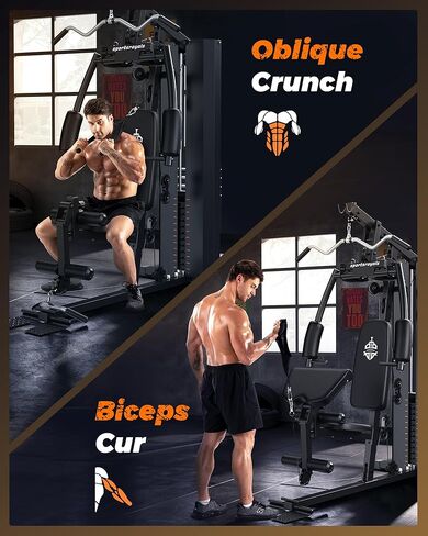 Sportsroyals Home Gym، معدات رياضية منزلية متعددة الوظائف مع كومة وزن 154 رطل، معدات تمرين لتمرين الجسم بالكامل مع نظام البكرة in Kuwait