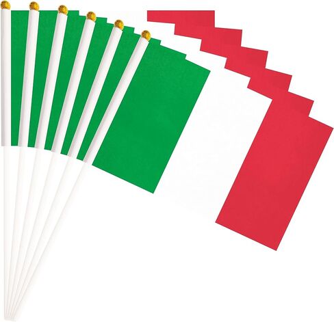 25 عبوة من علم إيطاليا الصغير، علم الدولة الإيطالي باليد، ديكورات الحفلات، لوازم المسيرات، أحداث المهرجانات، المهرجانات الدولية، الاحتفال (إيطاليا) in Kuwait