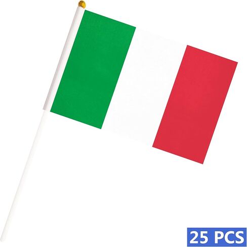 25 عبوة من علم إيطاليا الصغير، علم الدولة الإيطالي باليد، ديكورات الحفلات، لوازم المسيرات، أحداث المهرجانات، المهرجانات الدولية، الاحتفال (إيطاليا) in Kuwait