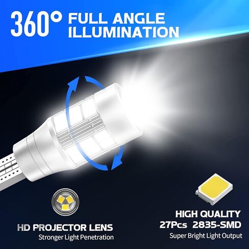 DANCINGBOAR 921 912 LED لمبة عكسية أضواء 6500K أبيض، T15 W16W LED احتياطية عكس الضوء Canbus خالية من الأخطاء، 3600 لومن فائق السطوع T15 906 912 921 922 لمبات LED للسيارات والشاحنات بيك اب، حزمة من 2 in Kuwait