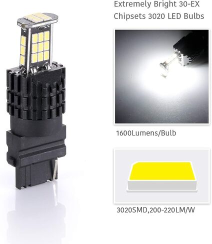 مصابيح LUYED 3156 احتياطية، 2 × 1600 لومن ساطعة للغاية 3056 3156 3020 30-EX شرائح LED لمبات LED تستخدم للأضواء العكسية الاحتياطية، أبيض زينون in Saudi Arabia