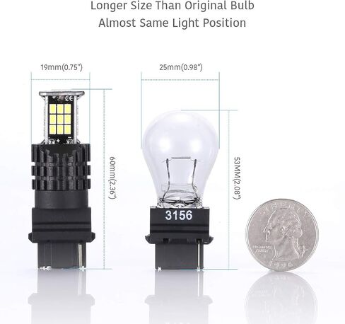 مصابيح LUYED 3156 احتياطية، 2 × 1600 لومن ساطعة للغاية 3056 3156 3020 30-EX شرائح LED لمبات LED تستخدم للأضواء العكسية الاحتياطية، أبيض زينون in Saudi Arabia