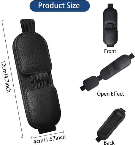 Sunglasses Holder for Car Visor, Magnetic Leather Eyeglasses Clip for Car Sun Visor in Saudi Arabia