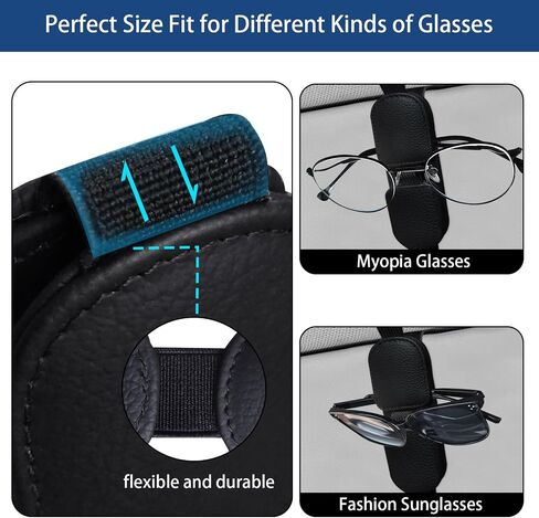 Sunglasses Holder for Car Visor, Magnetic Leather Eyeglasses Clip for Car Sun Visor in Saudi Arabia