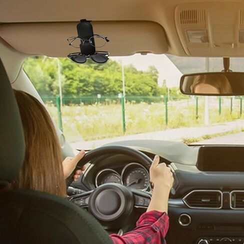 Sunglasses Holder for Car Visor, Magnetic Leather Eyeglasses Clip for Car Sun Visor in Saudi Arabia