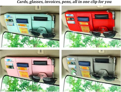 SEMBEM Car Sun Visor Organizer, Registration and Document Holder, Personal Belonging Storage Pouch Auto Interior Accessories Pocket Organizer (Pink) in Saudi Arabia