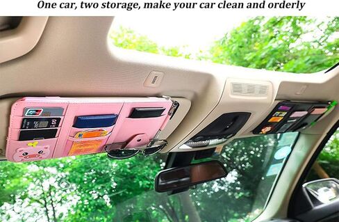 SEMBEM Car Sun Visor Organizer, Registration and Document Holder, Personal Belonging Storage Pouch Auto Interior Accessories Pocket Organizer (Pink) in Saudi Arabia