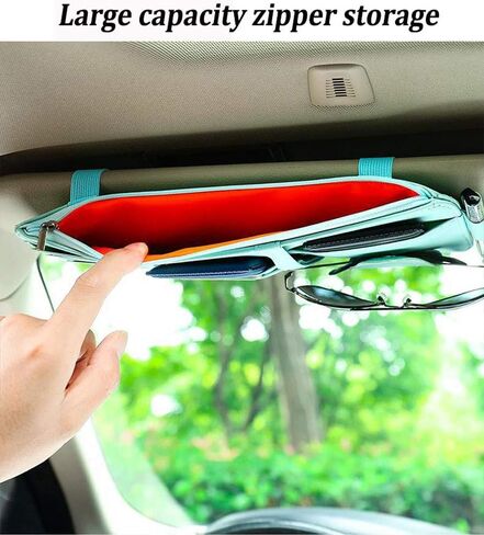 SEMBEM Car Sun Visor Organizer, Registration and Document Holder, Personal Belonging Storage Pouch Auto Interior Accessories Pocket Organizer (Pink) in Saudi Arabia