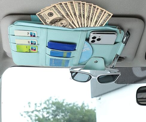 SEMBEM Car Sun Visor Organizer, Registration and Document Holder, Personal Belonging Storage Pouch Auto Interior Accessories Pocket Organizer (Pink) in Saudi Arabia