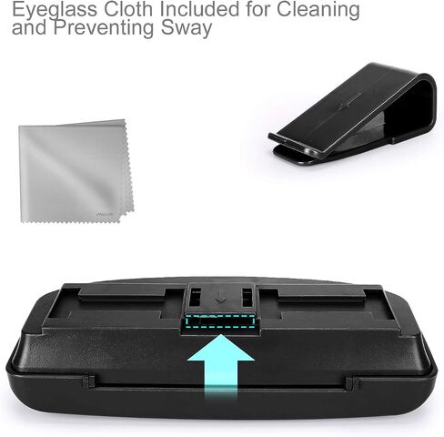 MOSISO Car Visor Sunglasses Case, Universal Automotive ABS Eyeglasses Holder Protective Box Clip Eyewear Hard Shell Storage Organizer with Magnetic Closure and Double Card Clamp, Piano Black in Saudi Arabia