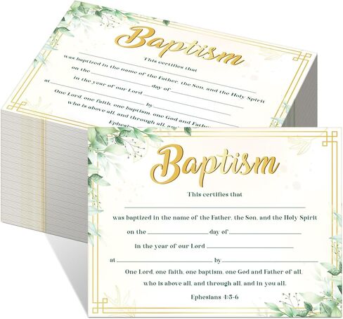 100 قطعة من شهادات المعمودية الأولى للكنيسة الفارغة وشهادات التكريس وشهادات المعمودية ورق شهادة للطفل معمودية الطفل وحفلات التعميد وهدايا التعميد in Kuwait