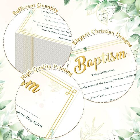 100 قطعة من شهادات المعمودية الأولى للكنيسة الفارغة وشهادات التكريس وشهادات المعمودية ورق شهادة للطفل معمودية الطفل وحفلات التعميد وهدايا التعميد in Kuwait