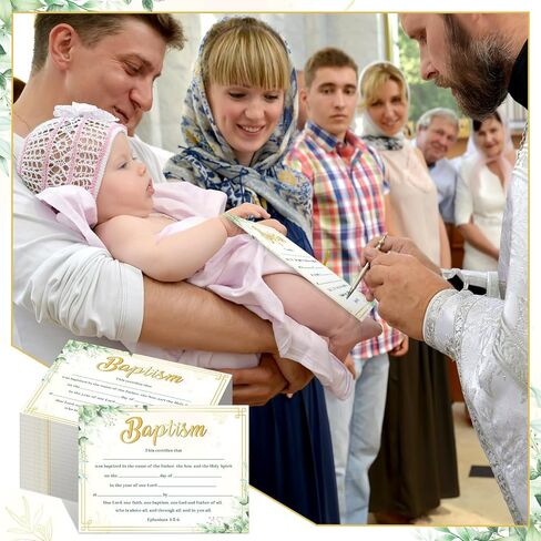 100 قطعة من شهادات المعمودية الأولى للكنيسة الفارغة وشهادات التكريس وشهادات المعمودية ورق شهادة للطفل معمودية الطفل وحفلات التعميد وهدايا التعميد in Kuwait