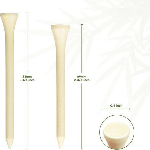 Flysocks 100 حزمة من تي شيرتات الجولف الاحترافية من الخيزران الطبيعي/الخشب، تي شيرتات جولف 3 1/4 بوصة و2 3/4 بوصة، تي شيرتات جولف طويلة تقلل من الدوران الجانبي والاحتكاك in Kuwait