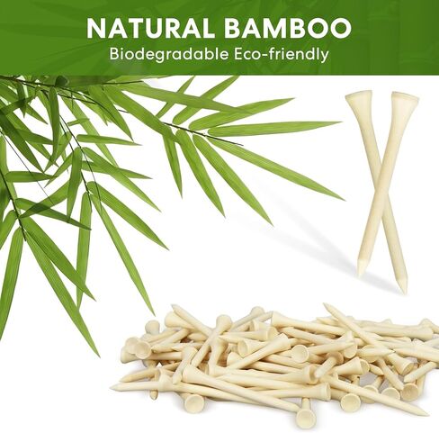 Flysocks 100 حزمة من تي شيرتات الجولف الاحترافية من الخيزران الطبيعي/الخشب، تي شيرتات جولف 3 1/4 بوصة و2 3/4 بوصة، تي شيرتات جولف طويلة تقلل من الدوران الجانبي والاحتكاك in Kuwait