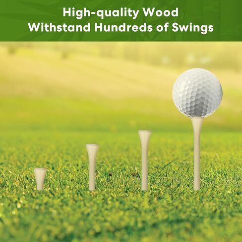 Flysocks 100 حزمة من تي شيرتات الجولف الاحترافية من الخيزران الطبيعي/الخشب، تي شيرتات جولف 3 1/4 بوصة و2 3/4 بوصة، تي شيرتات جولف طويلة تقلل من الدوران الجانبي والاحتكاك in Kuwait