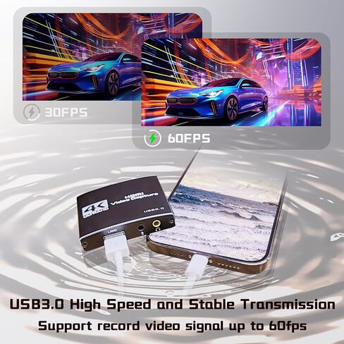 Capture Card, 4K 60FPS Video Capture Card USB 3.0 with Microphone 4K@60Hz HDMI Loop-Out Capture Cards for Nintendo Switch/Gaming/Live Streaming Xbox Series X/S, Work with PS4/5/PC/OBS/Camera/PC in Saudi Arabia