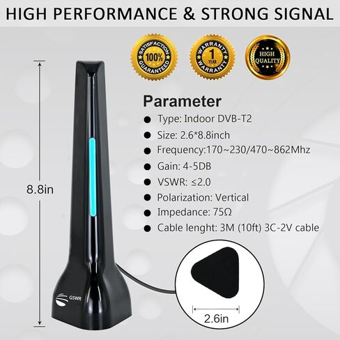 TV Antenna for Smart TV, Digital TV Antenna Amplified for HDTV, Long Range Reception for Indoor, 4K 1080P Antenna for Free Local Channels,Support VHF/UHF with 10FT Coax Cable in Kuwait