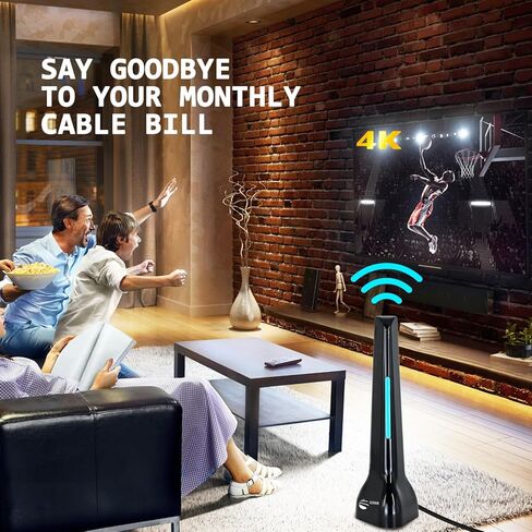 TV Antenna for Smart TV, Digital TV Antenna Amplified for HDTV, Long Range Reception for Indoor, 4K 1080P Antenna for Free Local Channels,Support VHF/UHF with 10FT Coax Cable in Kuwait