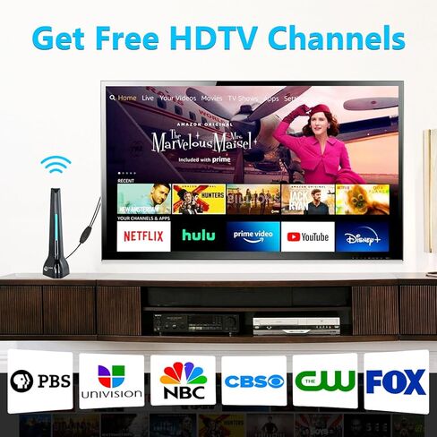 TV Antenna for Smart TV, Digital TV Antenna Amplified for HDTV, Long Range Reception for Indoor, 4K 1080P Antenna for Free Local Channels,Support VHF/UHF with 10FT Coax Cable in Kuwait