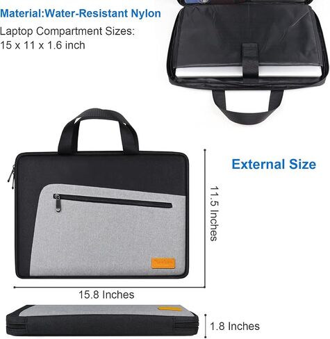 Laptop Sleeve Case 17.3 Inch, Shockproof Protective Laptop Bag Water Resistant Computer Carrying Bag Briefcase Compatible with HP, Dell, Acer, Asus, Lenovo, Notebook, Black in Saudi Arabia