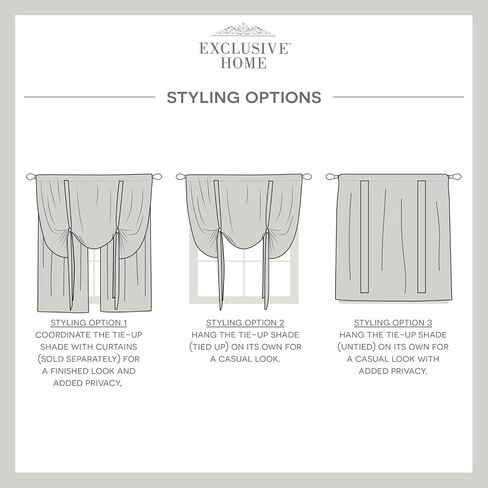 Exclusive Home Belgian Sheer Rod Pocket Tie Up Shade, 54"x63", Silver in Saudi Arabia