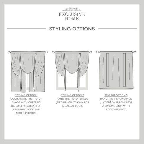 Exclusive Home Belgian Sheer Rod Pocket Tie Up Shade, 54"x63", Silver in Saudi Arabia