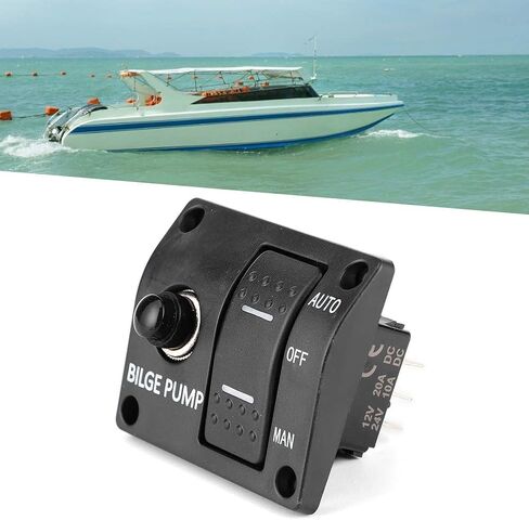 Qiilu 3-Way Bilge Pump Switch Panel Marine Bilge Pump Switch 3-Way Panel Auto/Off/Manual 12V 24V with LED Indicator Built-In 15A Circuit Breaker Popular in Saudi Arabia