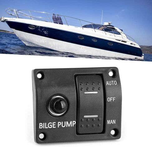 Qiilu 3-Way Bilge Pump Switch Panel Marine Bilge Pump Switch 3-Way Panel Auto/Off/Manual 12V 24V with LED Indicator Built-In 15A Circuit Breaker Popular in Saudi Arabia