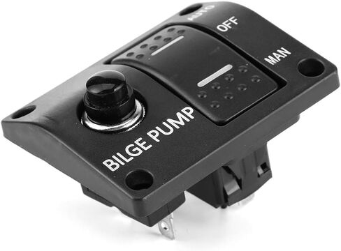 Qiilu 3-Way Bilge Pump Switch Panel Marine Bilge Pump Switch 3-Way Panel Auto/Off/Manual 12V 24V with LED Indicator Built-In 15A Circuit Breaker Popular in Saudi Arabia