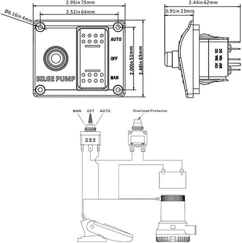 Qiilu 3-Way Bilge Pump Switch Panel Marine Bilge Pump Switch 3-Way Panel Auto/Off/Manual 12V 24V with LED Indicator Built-In 15A Circuit Breaker Popular in Saudi Arabia