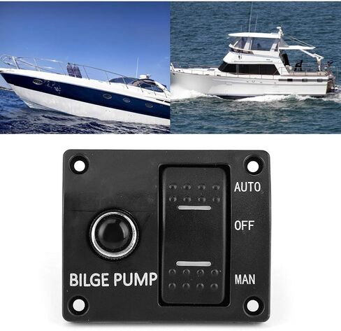 Qiilu 3-Way Bilge Pump Switch Panel Marine Bilge Pump Switch 3-Way Panel Auto/Off/Manual 12V 24V with LED Indicator Built-In 15A Circuit Breaker Popular in Saudi Arabia