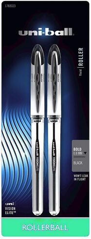 Vision (12 Pack) Elite Uni-ball Rollerball Pen Set Black Ink 0.8mm Bold Point Precise in Kuwait