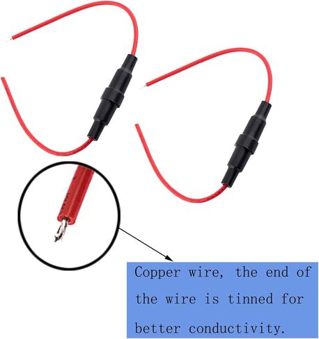 KOLACEN Automotive Car Inline Screw Type 5x20mm AGC Fuse Holder 16 Awg Wire (Pcak of 10) in Saudi Arabia