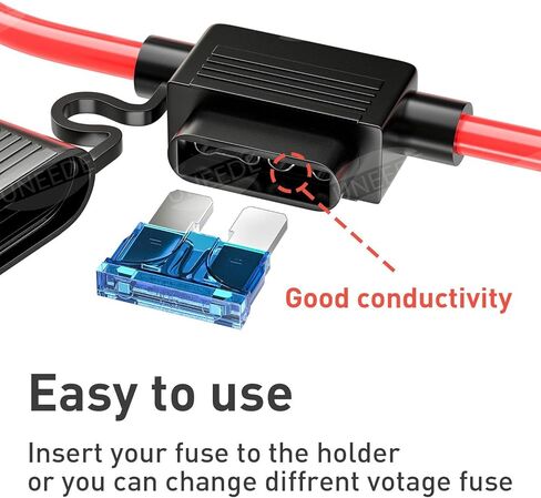UNEEDE 10 حزمة الصمامات المضمنة حامل ATC / ATO إضافة دائرة فيوز السيارة حامل الصنبور محول 16 مقياس 20AMP ​​شفرة حامل الصمامات السيارات مقاوم للماء حامل فيوز الأسلاك الثقيلة مع 10 قطع 15 أمبير قياسي in Kuwait