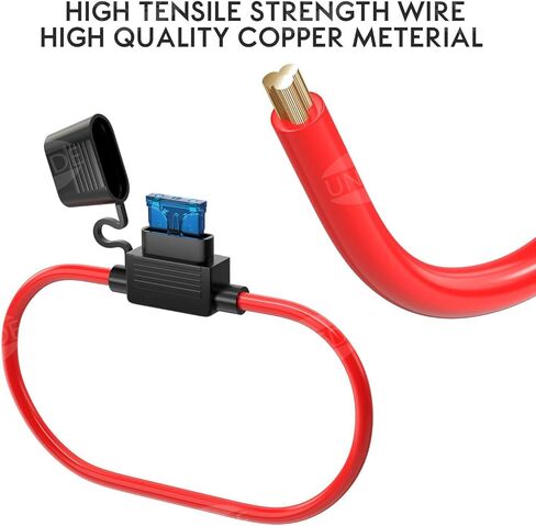 UNEEDE 10 حزمة الصمامات المضمنة حامل ATC / ATO إضافة دائرة فيوز السيارة حامل الصنبور محول 16 مقياس 20AMP ​​شفرة حامل الصمامات السيارات مقاوم للماء حامل فيوز الأسلاك الثقيلة مع 10 قطع 15 أمبير قياسي in Kuwait